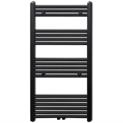 vidaXL Sèche-serviettes eau chaude à rails droits noir 600x1160 mm