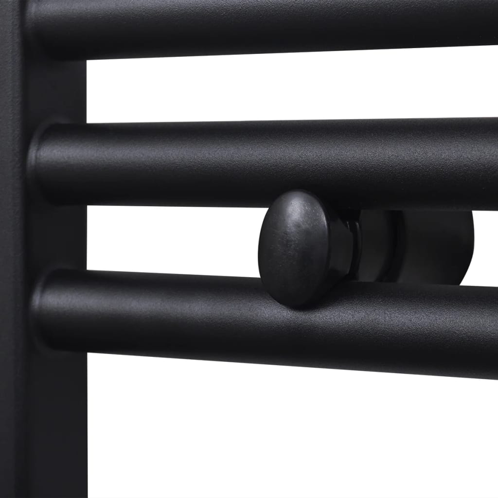 vidaXL Sèche-serviettes eau chaude à rails droits noir 600x1160 mm