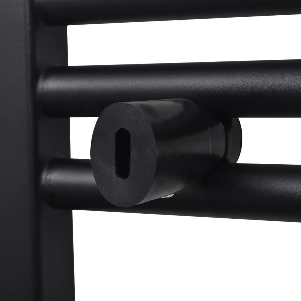 vidaXL Sèche-serviettes eau chaude à rails droits noir 600x1160 mm