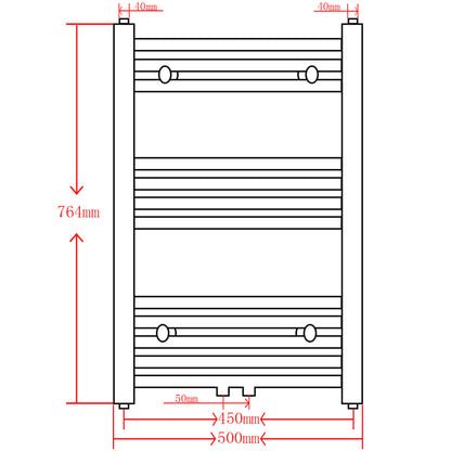 vidaXL Sèche-serviettes eau chaude à rails incurvés noir 500 x 764 mm