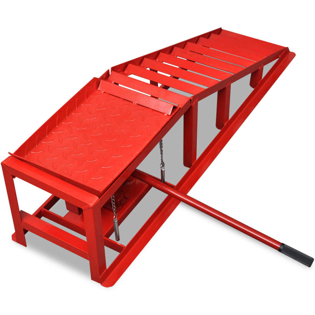 vidaXL Rampes de réparation auto 2 pcs rouge acier