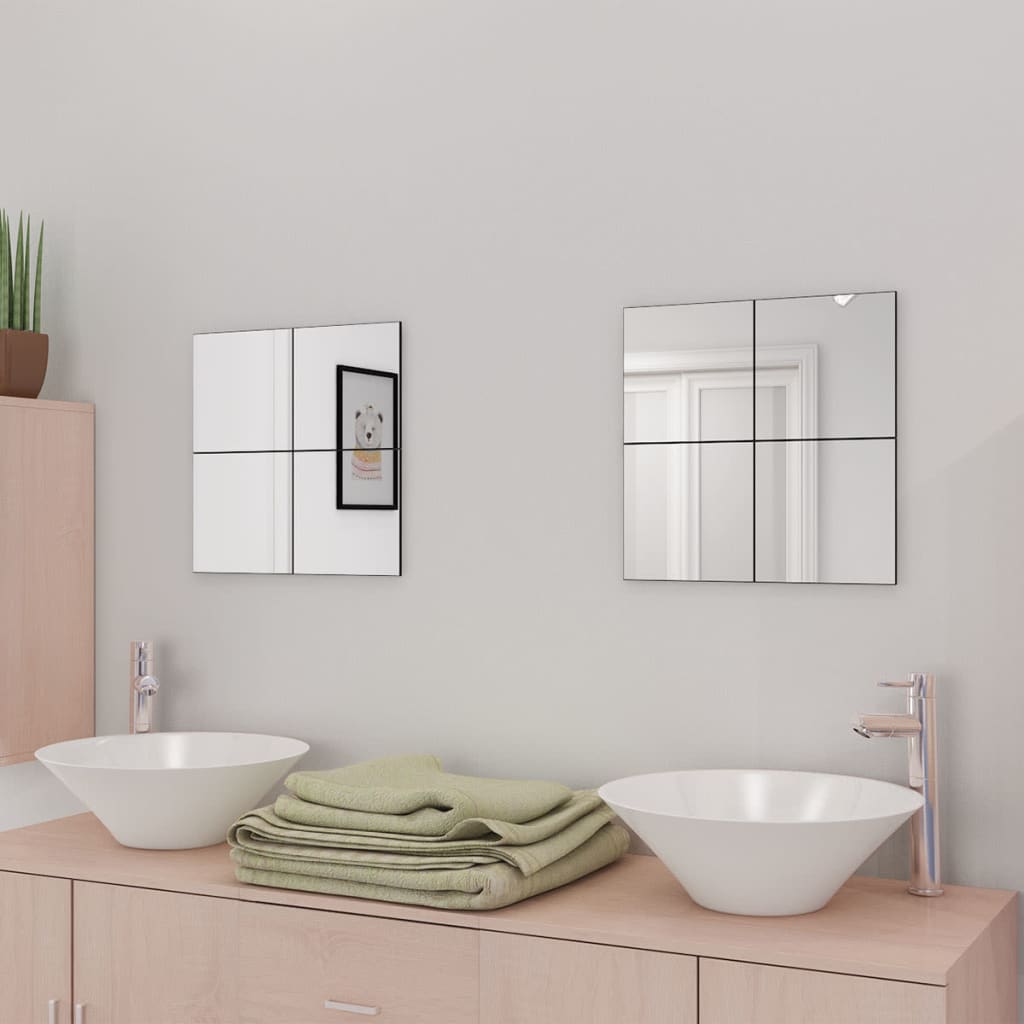 vidaXL Carreaux de miroir sans cadre 8 pcs 20,5 cm