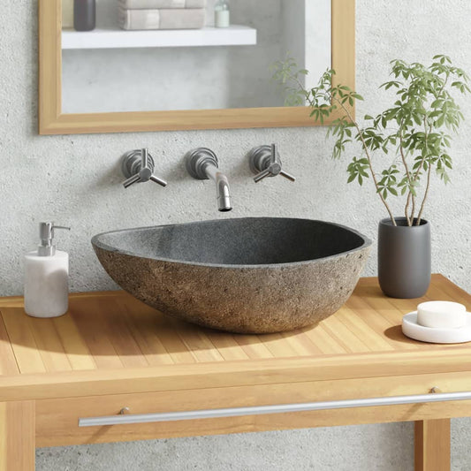 vidaXL Lavabo en pierre de rivière Ovale 37-46 cm