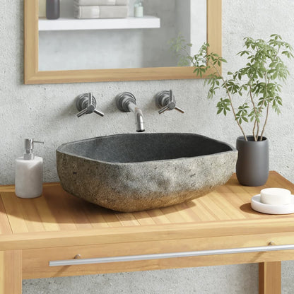 vidaXL Lavabo en pierre de rivière Ovale 45-53 cm
