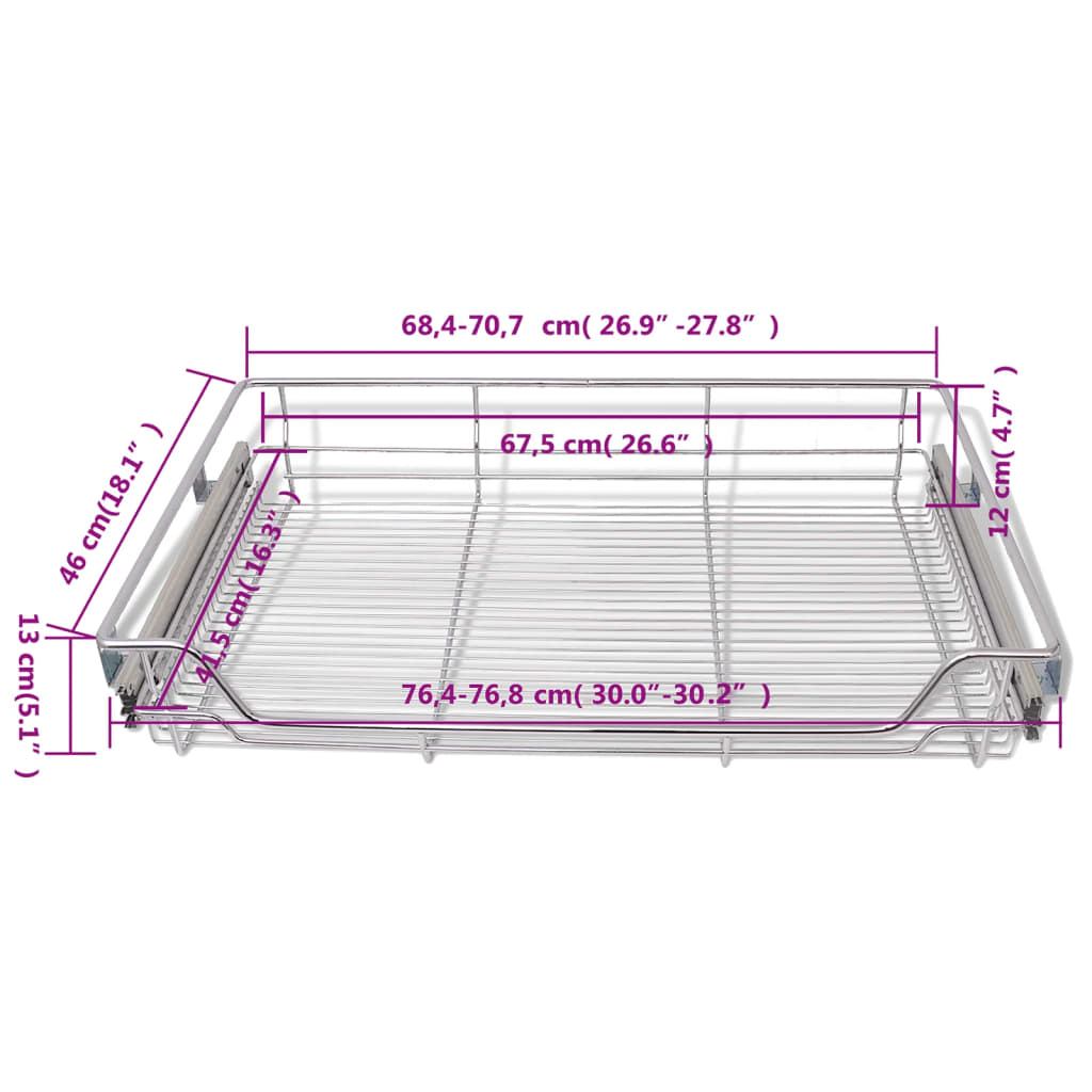 vidaXL Panier en treillis métallique 2 pcs 800 mm Argenté