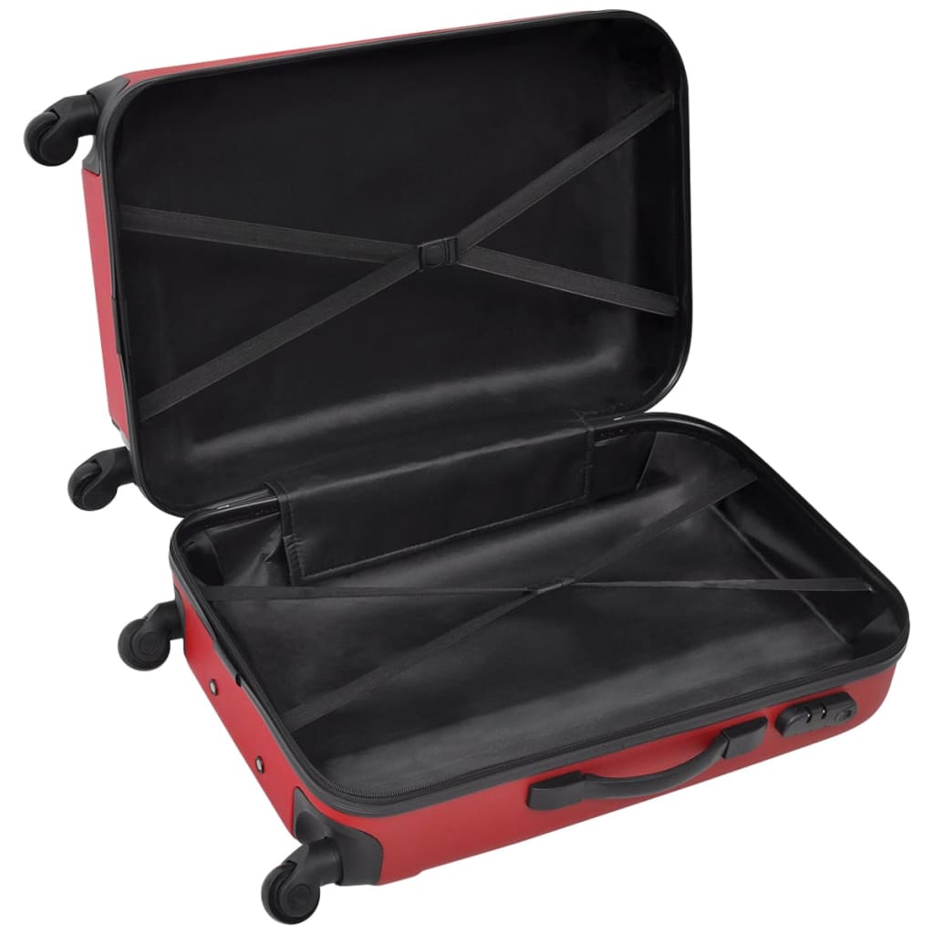 vidaXL Valise rigide 3 pièces Rouge 45,5/55/66 cm