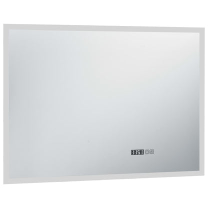 vidaXL Miroir à LED et capteur tactile et affichage d'heure 100x60 cm