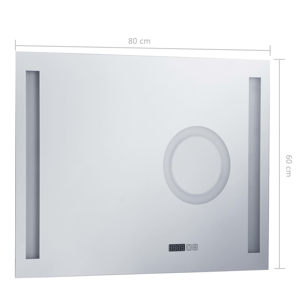 vidaXL Miroir mural à LED de salle de bain et capteur tactile 80x60 cm