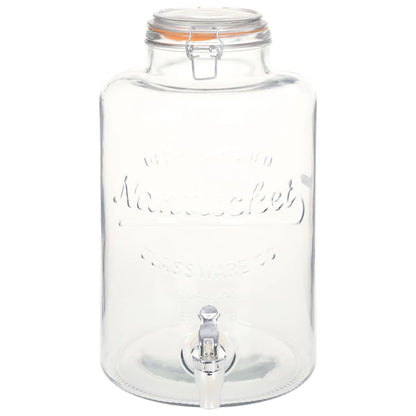vidaXL Distributeur d'eau XXL avec robinet Transparent 8 L Verre