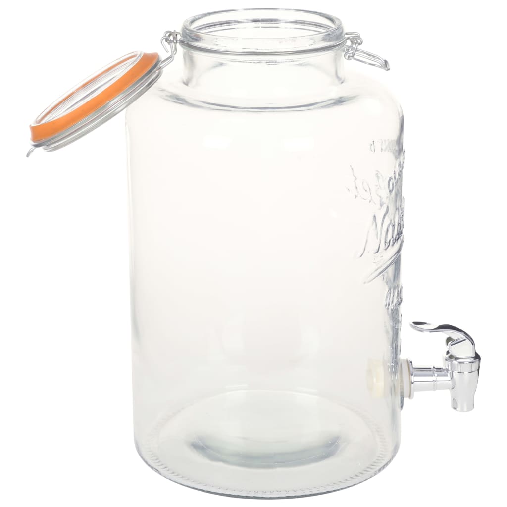 vidaXL Distributeur d'eau XXL avec robinet Transparent 8 L Verre