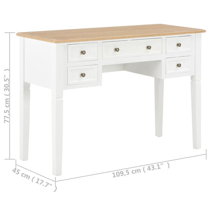 vidaXL Bureau Blanc 109,5 x 45 x 77,5 cm Bois