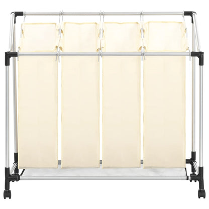 vidaXL Trieuse à linge avec 4 sacs Crème Acier