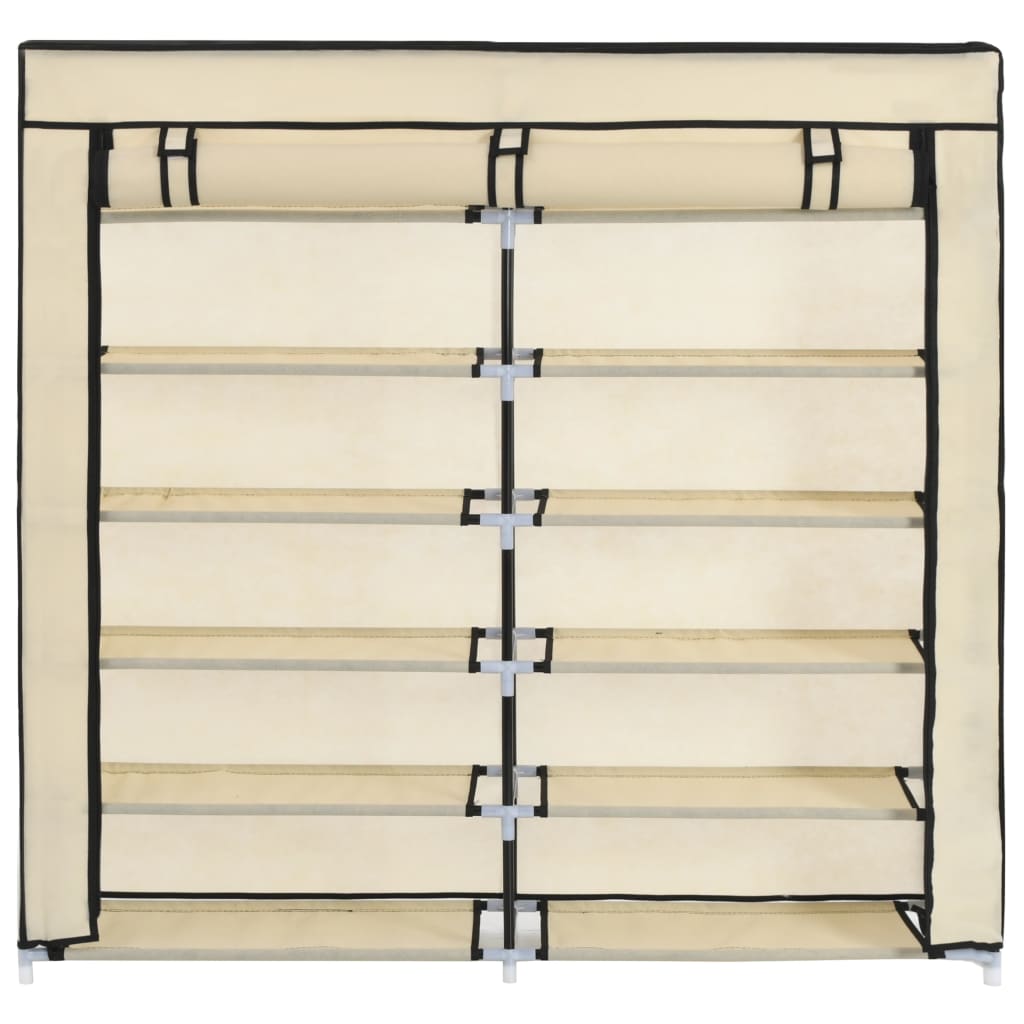 vidaXL Armoire à chaussures avec housse Crème 115x28x110 cm Tissu