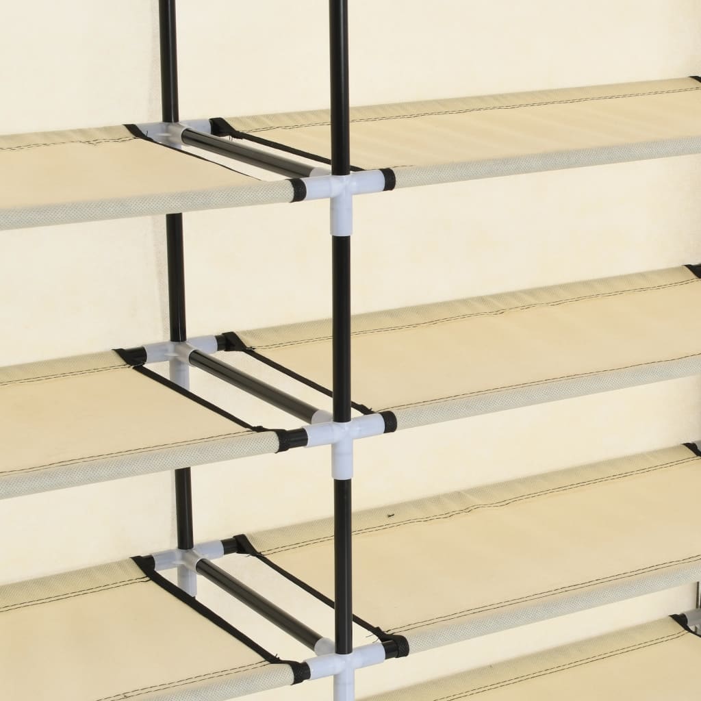 vidaXL Armoire à chaussures avec housse Crème 115x28x110 cm Tissu