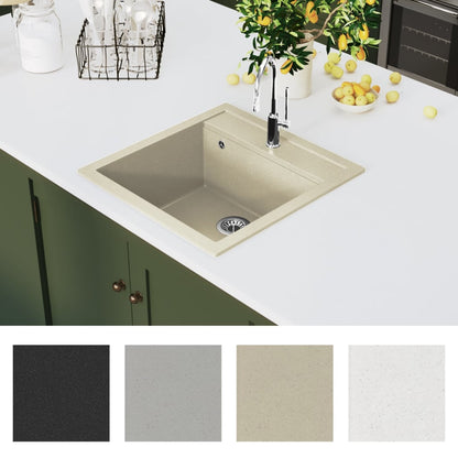 vidaXL Évier de cuisine Granit Seul lavabo Beige