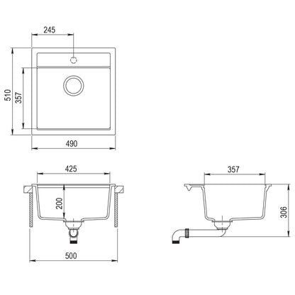 vidaXL Évier de cuisine Granit Seul lavabo Beige