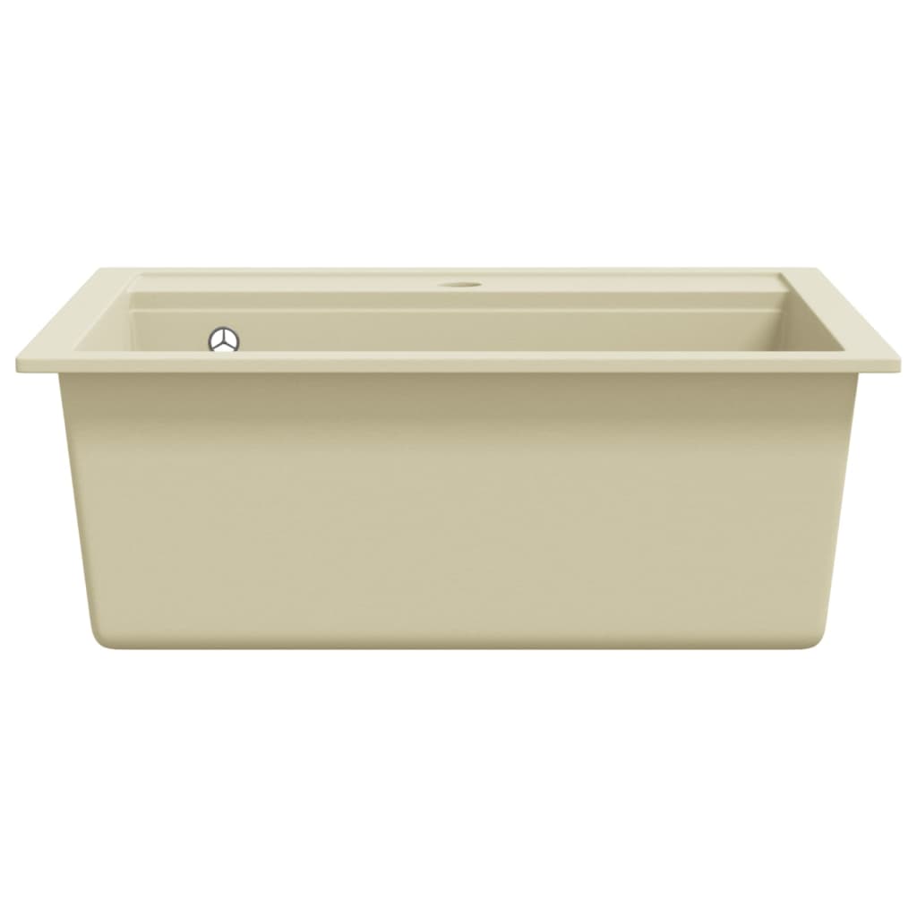 vidaXL Évier de cuisine Granit Seul lavabo Beige