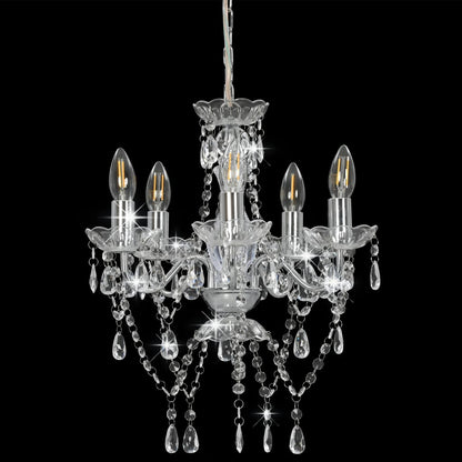 vidaXL Lustre avec perles de cristal Argenté Rond 5 x E14