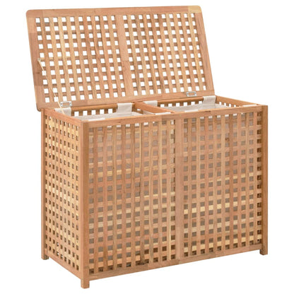 vidaXL Coffre à linge 87,5x46x67 cm Bois de noyer massif