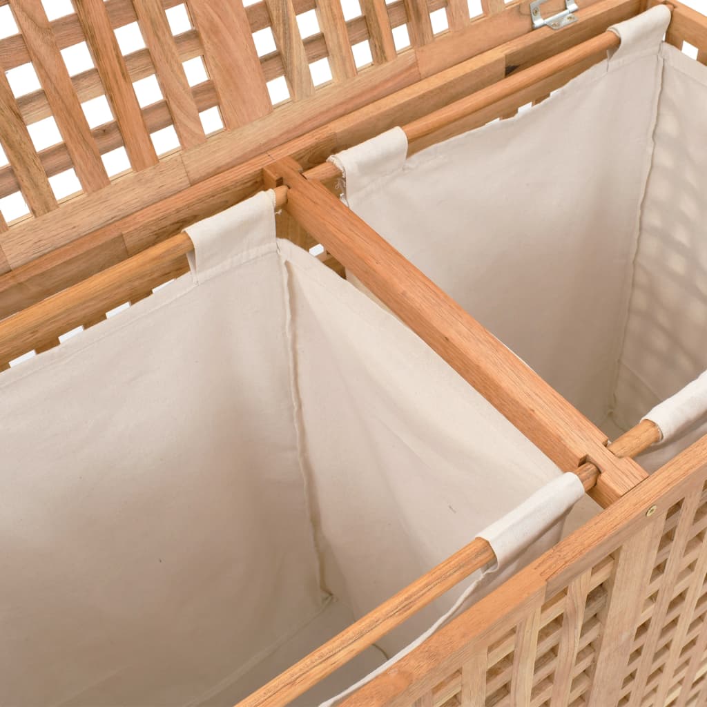 vidaXL Coffre à linge 87,5x46x67 cm Bois de noyer massif