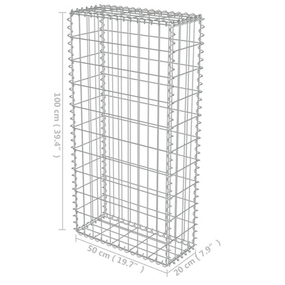 vidaXL Mur en gabion avec couvercles Acier galvanisé 50 x 20 x 100 cm