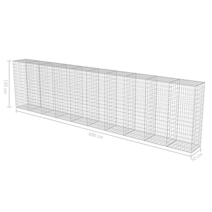 vidaXL Mur à gabion avec couvercles Acier galvanisé 600 x 50 x 150 cm
