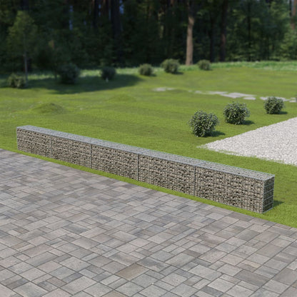 vidaXL Mur à gabion avec couvercles Acier galvanisé 600 x 30 x 50 cm
