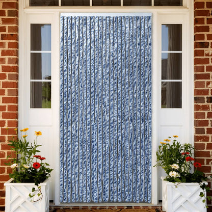 vidaXL Moustiquaire Bleu blanc et argenté 90x220 cm Chenille