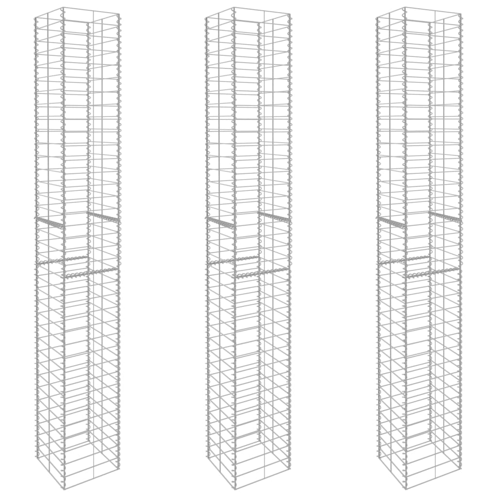 vidaXL Paniers de gabion 3 pcs Acier galvanisé 25 x 25 x 197 cm