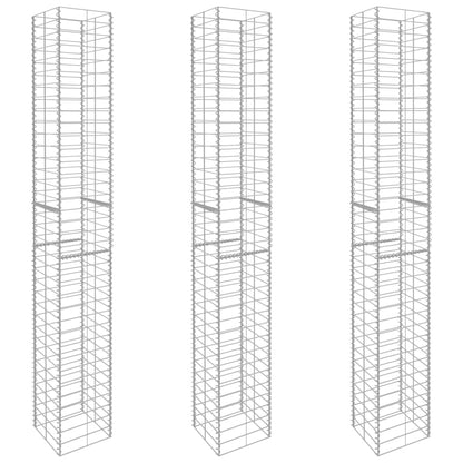 vidaXL Paniers de gabion 3 pcs Acier galvanisé 25 x 25 x 197 cm