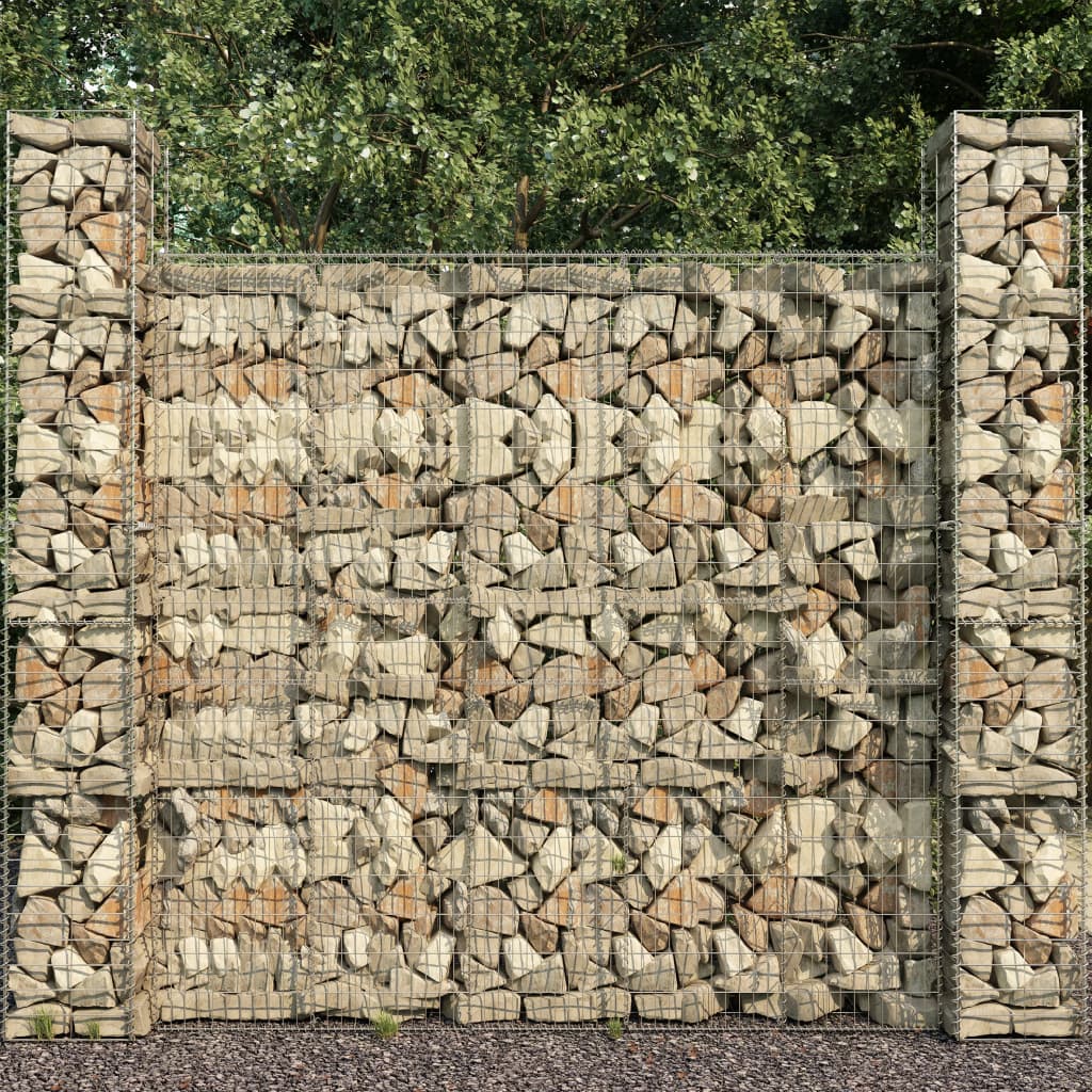 vidaXL Paniers de gabion 3 pcs Acier galvanisé 25 x 25 x 197 cm