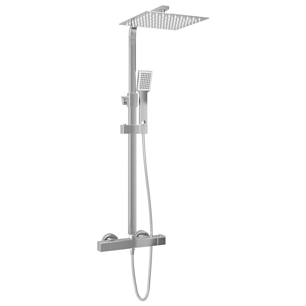 vidaXL Ensemble de douche à deux têtes et thermostat Acier inoxydable