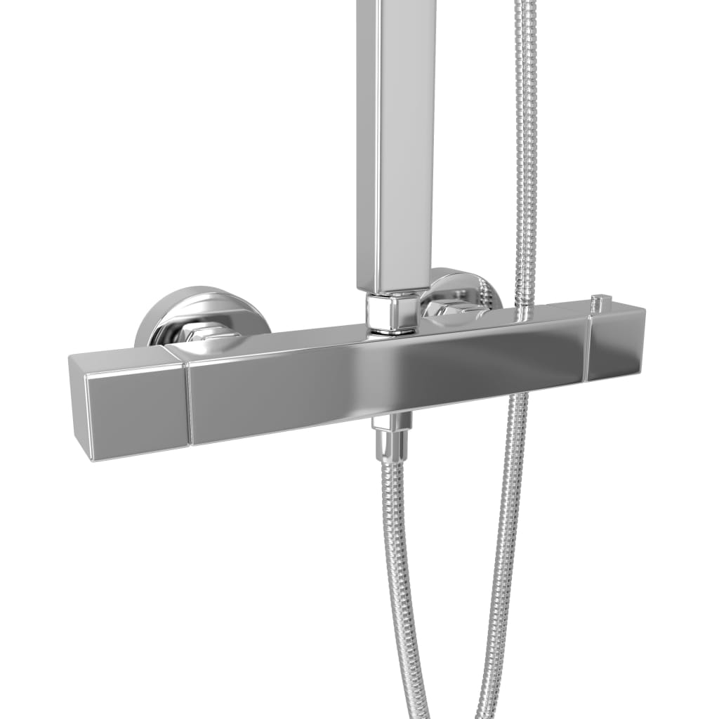 vidaXL Ensemble de douche à deux têtes et thermostat Acier inoxydable