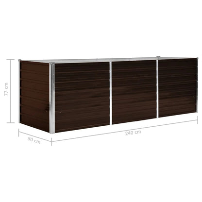 vidaXL Lit surélevé de jardin Marron 240x80x77 cm Acier galvanisé