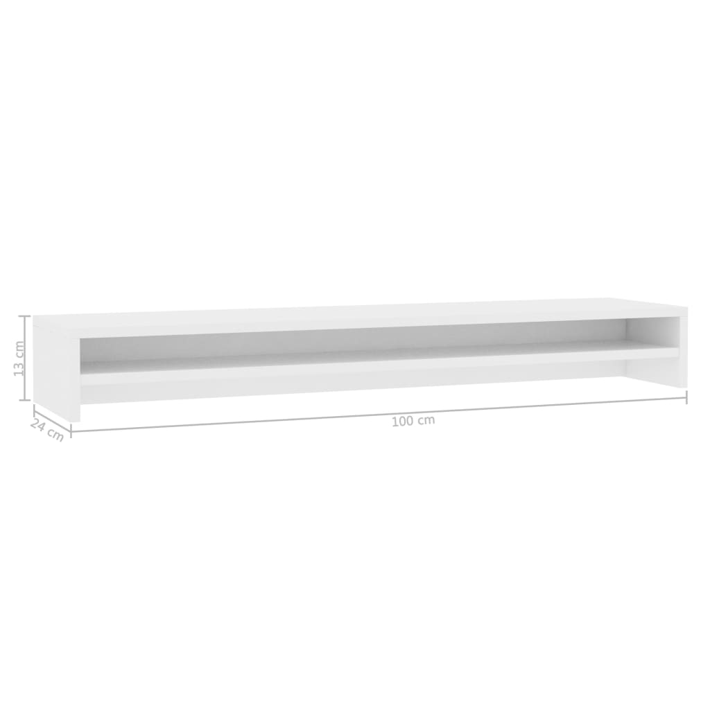 vidaXL Support de moniteur Blanc 100 x 24 x 13 cm Bois d'ingénierie