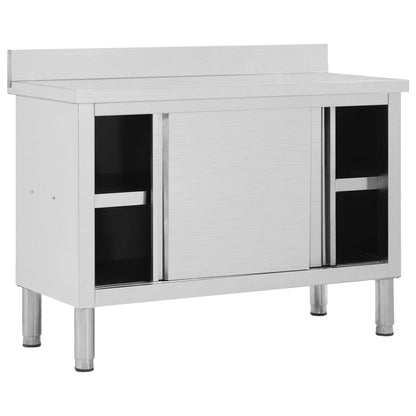 vidaXL Table de travail avec portes coulissantes 120x50x(95-97)cm Inox