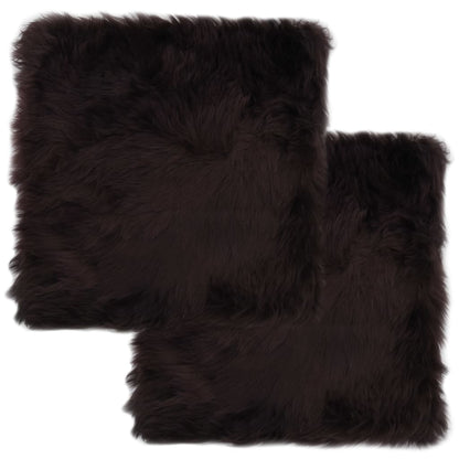 vidaXL Coussins de chaise 2pcs Marron 40x40cm Peau de mouton véritable