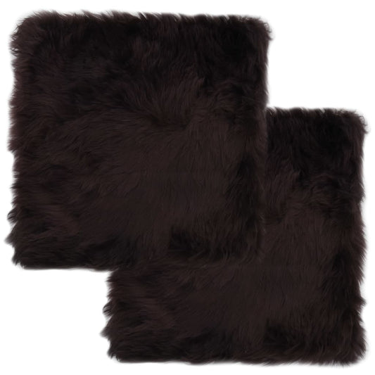 vidaXL Coussins de chaise 2pcs Marron 40x40cm Peau de mouton véritable