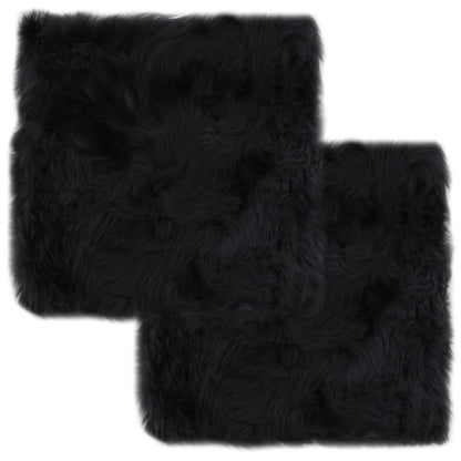 vidaXL Coussins de chaise 2 pcs Gris foncé 40x40 cm Mouton véritable