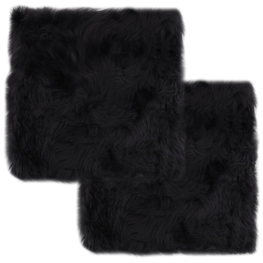 vidaXL Coussins de chaise 2 pcs Gris foncé 40x40 cm Mouton véritable
