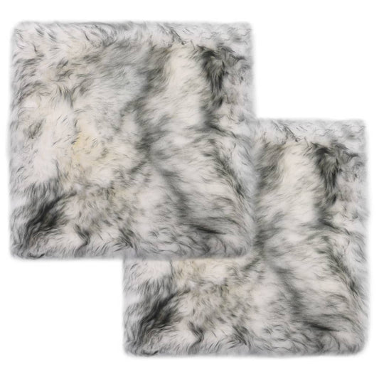 vidaXL Coussins de chaise 2 pcs Mélange de gris foncé Mouton véritable