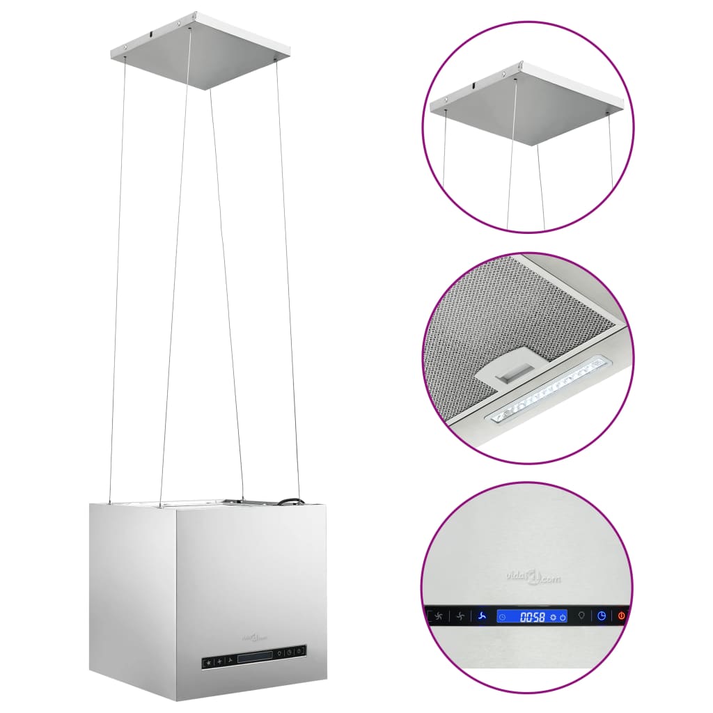 vidaXL Hotte suspendue à capteur tactile LCD 37 cm Acier inoxydable