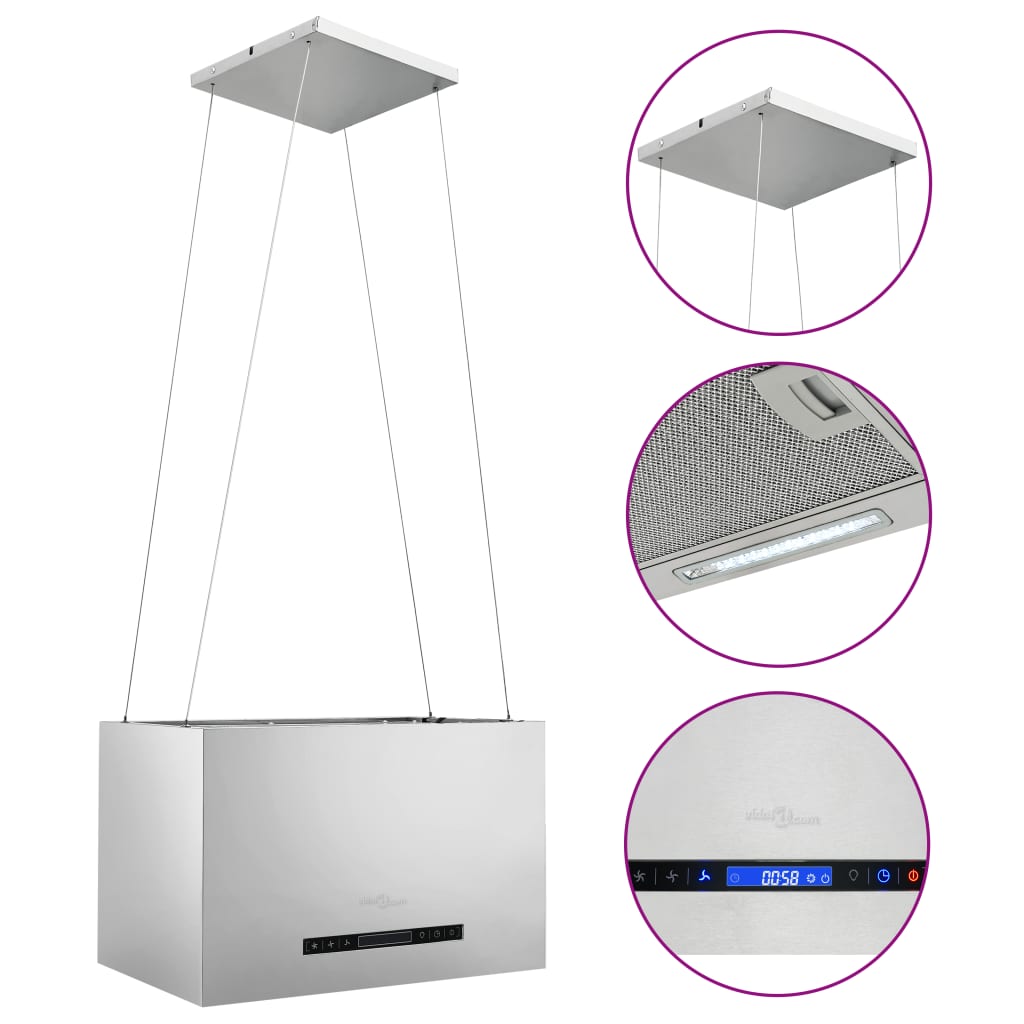 vidaXL Hotte suspendue à capteur tactile LCD 55 cm Acier inoxydable
