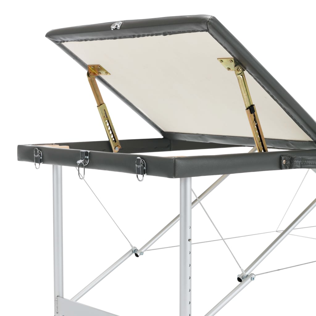 vidaXL Table de massage 3 zones Cadre en aluminium Anthracite 186x68cm