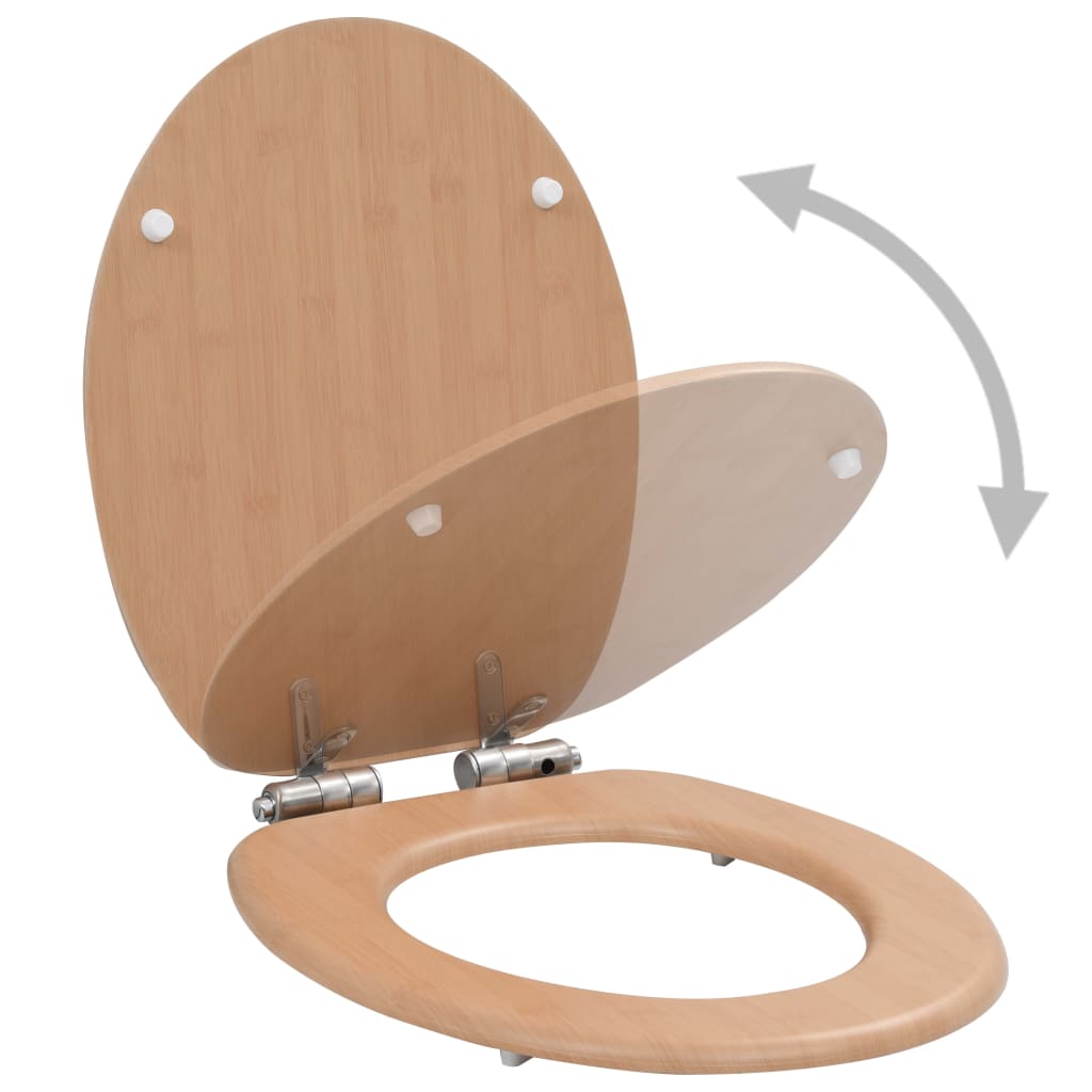 vidaXL 2 pcs Sièges WC MDF et couvercle à fermeture en douceur Bambou