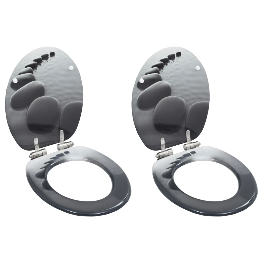 vidaXL 2 pcs Sièges WC MDF et couvercle à fermeture en douceur Pierres
