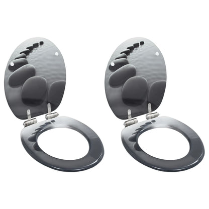 vidaXL 2 pcs Sièges WC MDF et couvercle à fermeture en douceur Pierres