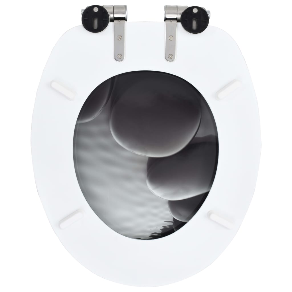 vidaXL 2 pcs Sièges WC MDF et couvercle à fermeture en douceur Pierres