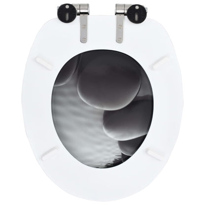 vidaXL 2 pcs Sièges WC MDF et couvercle à fermeture en douceur Pierres