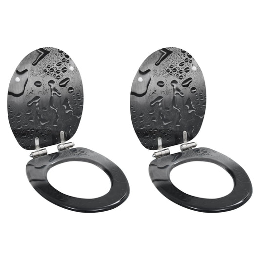 vidaXL 2pcs Siège WC MDF Couvercle à fermeture en douceur Goutte d'eau